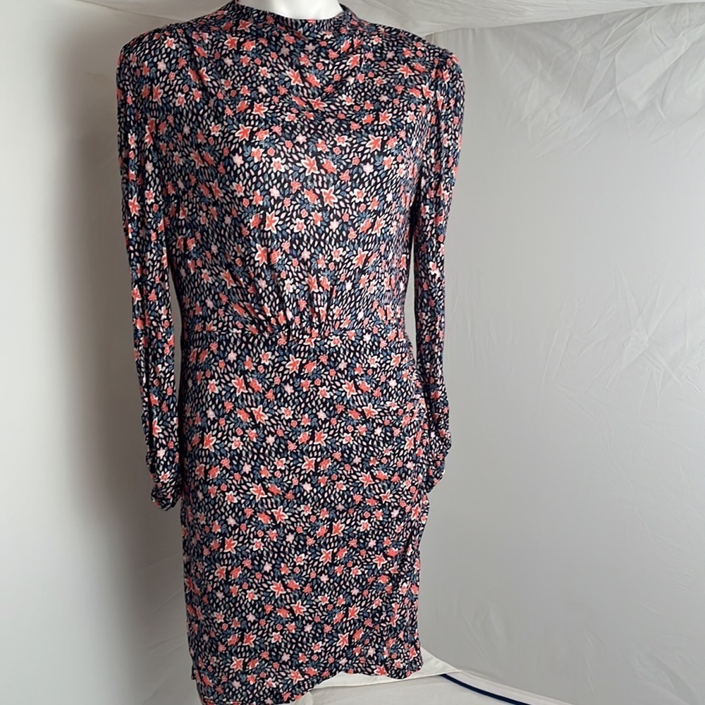 Rebecca Taylor Twilight Bloom Asymmetrical floral long sleeve Jersey dress